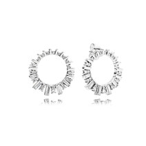 Ice cube silver earrings with clear cubic zirconia