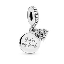 Youre my rock silver dangle with clear cubic zirconia