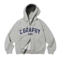 C.GRAPHY Arch logo hooded zip-up_D.Grey_S