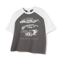 Code Graphy Artwork Raglan Short-Sleeved T-shirt_Charcoal_M