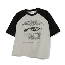 Code Graphy Artwork Raglan Short-Sleeved T-shirt_Grey_S