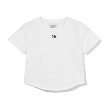 (Woman) COOLCODE WAVE Symbol Cropped Short-Sleeved T-shirt_White_XS
