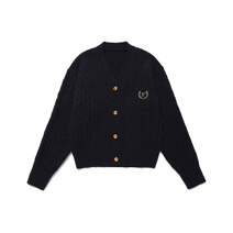 [RR]V NECK CABLE CARDIGAN_NAVY