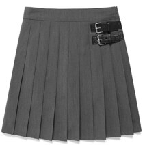 [RR]BUCKLE POINTED MINI SKIRT_CHARCOAL