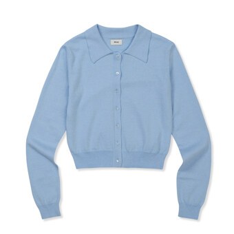 [Mmlg W] BUTTON DOWN CARDIGAN (ASH BLUE)_F