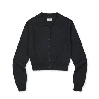 [Mmlg W] BUTTON DOWN CARDIGAN (CHARCOAL)_F