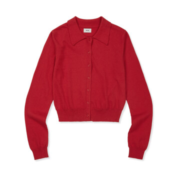 [Mmlg W] BUTTON DOWN CARDIGAN (RED)_F